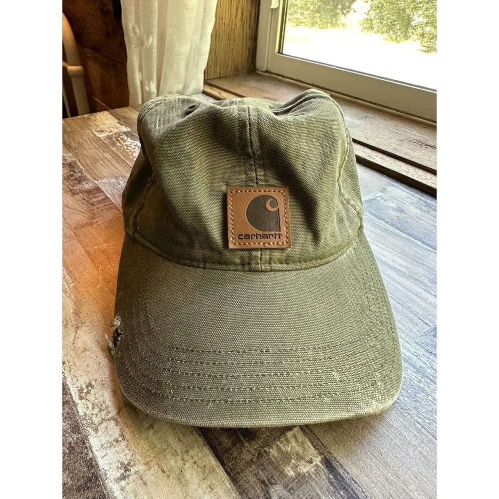 Carhartt Coton Canvas Hat Green Distressed